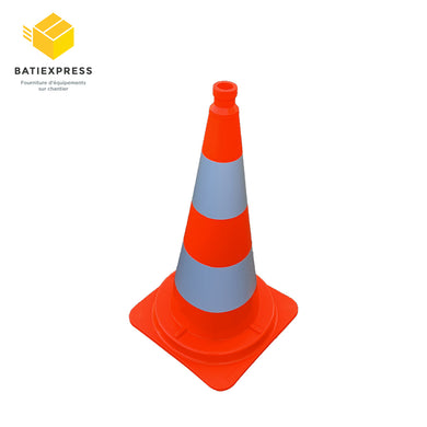 Cône de signalisation de chantier standard orange BATIEXPRESS, équipement de chantier servant à délimiter une zone de travaux publics